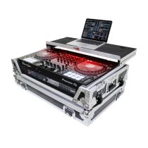 Prox PRXSDDJ1000WLTLED ATA Flight Case for Pioneer DDJ-1000 FLX6 SX3 DJ Controller with Laptop Shelf 1U Rack Space Wheels and LED