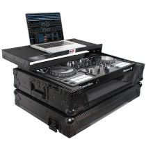 Prox PRXSDDJ800WLTBL Flight Case For Pioneer DDJ-800 Digital Controller W-Sliding Laptop Shelf and Wheels &1U; Rackspace -Black on Black