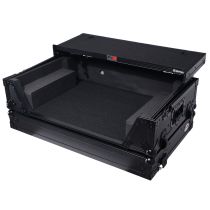 Prox PRXSFLX102UWLTBLLED Flight Style Road Case For Pioneer DDJ-FLX10 DJ Controller with Laptop Shelf 2U Rack Space Wheels - Black Finish