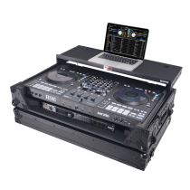 Prox PRXSRANEFOURWLTBLLED ATA Flight Style Road Case For RANE Four DJ Controller with Laptop Shelf 1U Rack Space LED and Wheels  - Black Finish