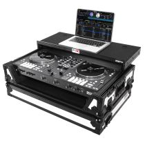 Prox PRXSRANEONEWLTWH ATA Style Road Case For Rane One DJ Controller Limited Edition White Black w/ Sliding Laptop Shelf and Wheels