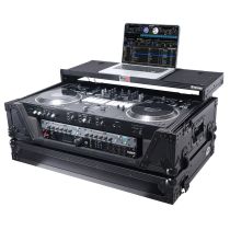 Prox PRXSREV71K2UWLTBLLED ATA Style Flight Case for Pioneer DDJ-REV7 DDJ-1000 SRT DJ Controller with 2U Rack Space Laptop Shelf Wheels LED Black Finish