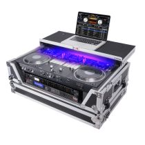 Prox PRXSREV71K2UWLTLED ATA Style Flight Case for Pioneer DDJ-REV7 & DDJ-1000 SRT  DJ Controller with 2U Rack Space Laptop Shelf Wheels LED kit