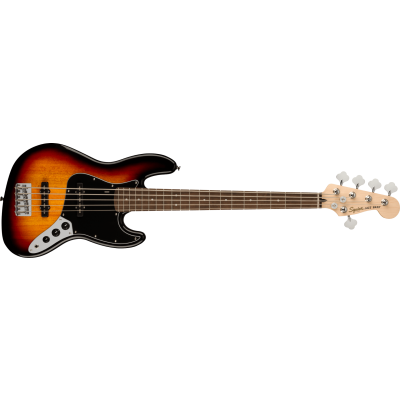 Squier Affinity Series™ Jazz Bass® V, Laurel Fingerboard, Black Pickguard, 3-Color Sunburst
