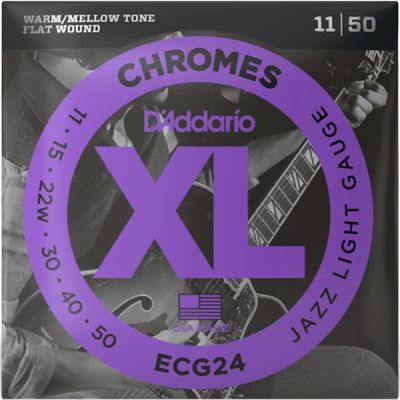 D'Addario ECG24 Chromes Flatwound Electric Strings - .011-.050 Jazz Light