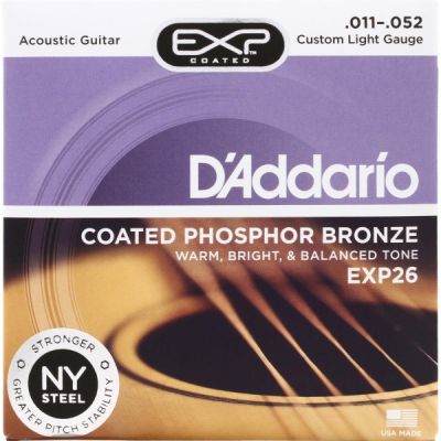 D'Addario EXP26 Coated Phosphor Bronze Custom Light Acoustic Strings .011-.052