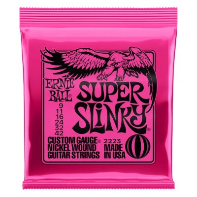 Ernie Ball P02223 Super Slinky Nickel Wound Electric Guitar Strings .009-.042