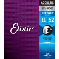 Elixir Strings 11025 Polyweb 80/20 Bronze Acoustic Guitar Strings .011-.052 Custom Light
