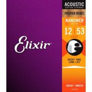 Elixir Strings 16052 Nanoweb Phosphor Bronze Acoustic Guitar Strings .012-.053 Light