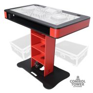 Prox PRXZFDJCTRBCASE Control Tower DJ Podium with Road Cases for Pioneer DDJ-REV7 XDJ-XZ DDJ-1000 RANE One - Red Black Finish