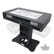 Prox PRXZFDJCTBL2UCASE Control Tower DJ Podium with Road Cases for Pioneer DDJ-REV7 XDJ-XZ DDJ-1000 RANE One - Black Finish