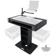 Prox PRXZFDJCTBLCASE Control Tower DJ Podium with Road Cases for Pioneer DDJ-REV7 XDJ-XZ DDJ-1000 RANE One - Black Finish