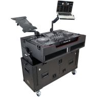 Prox PRXZFUCXX Flip-Ready Hydraulic DJ Flight Case For Pioneer DDJ-REV7 XDJ-XZ DDJ-1000 SZ2 SX3 with Wheels and 2x Laptop Trays
