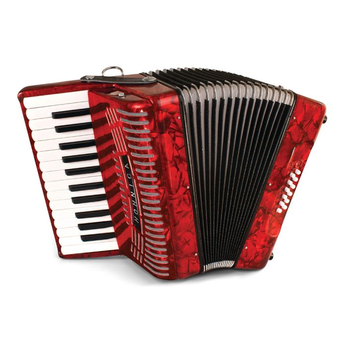 Hohner 12 Bass Entry Level Piano Accordion, pearl red