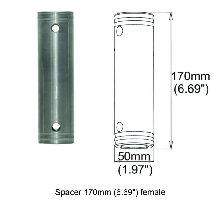 Prox PRXTSPFF170 Spacer 170mm Female Coupler