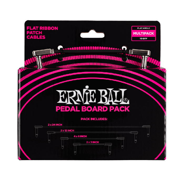 Ernie Ball Flat Ribbon Patch Cables Pedalboard Multi-Pack - Black