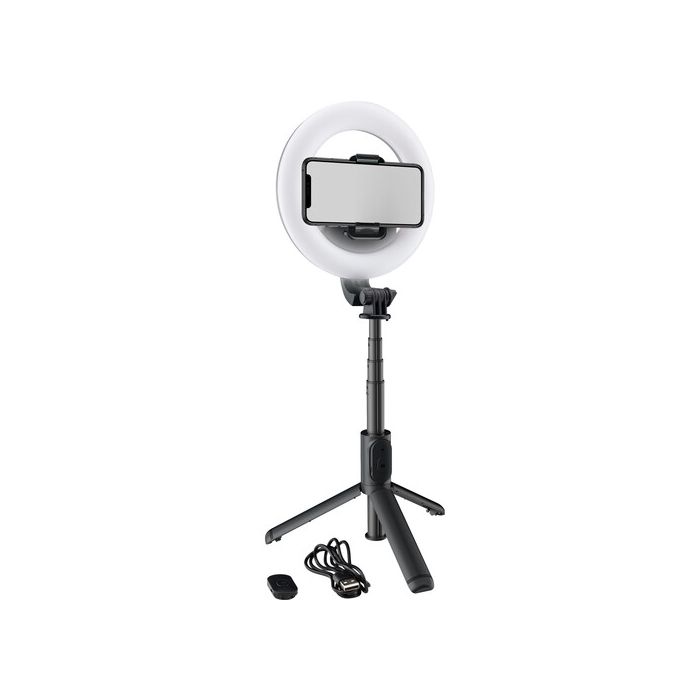 Mackie mRING-6 - 6" Battery-Powered Ring Light with Convertible Selfie Stick/Stand and Remote