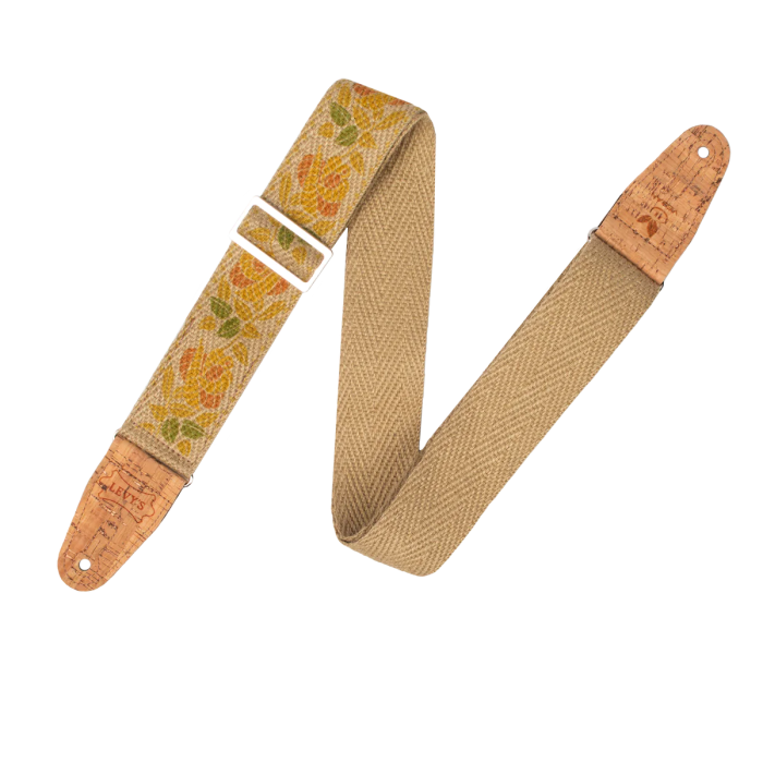 Levy's Hemp Guitar Strap - Rosa Motif - Yellow and Orange