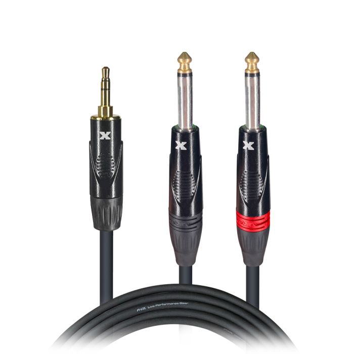 Prox PRXCMYP05X10 10PCS 5 Ft. Unbalanced 3.5mm. Mini-TRS to Dual TS-M High Performance Audio Y Cable