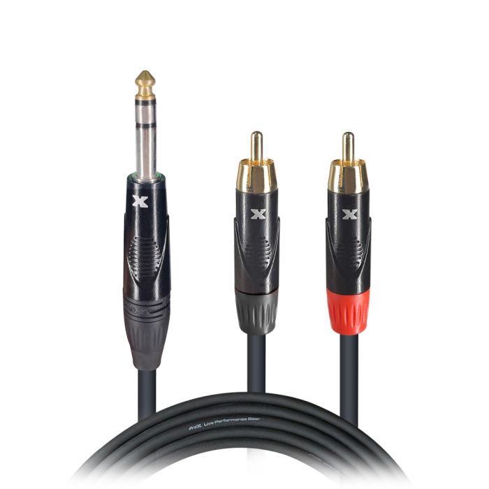 Prox PRXCSYR05X10 10PCS 5 Ft. Unbalanced 1/4" TRS-M to Dual RCA-M High Performance Audio Cable