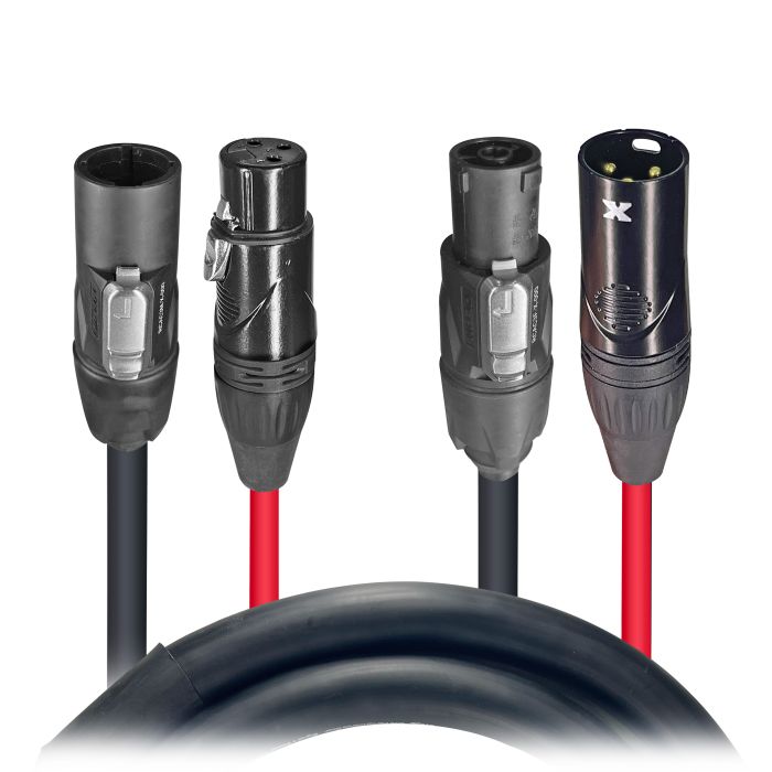 Prox PRXCTR112XLR10 10' FT Dual Powerkon to XLR Dual Audio Combo Jumper Link Jumper Cable