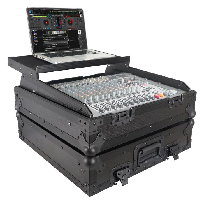 Prox PRXS19MIXLTBL 10U Top Mount 19" Slanted Black on Black Mixer Case