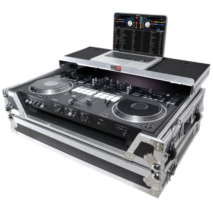 Prox PRXSDDJREV7WLT ATA Style Flight Case for Pioneer DDJ-REV7 DJ Controller with Laptop Shelf Wheels and 1U Rackspace