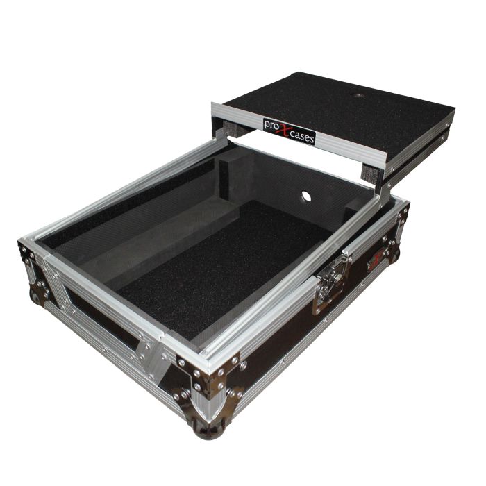 Prox PRXSM12LT Mixer ATA Flight Hard Case for Large Format 12" Universal DJ Mixer with Laptop Shelf