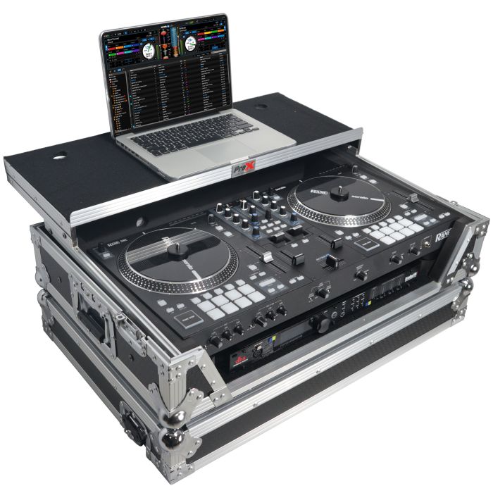 Prox PRXSRANEONEWLT Flight Case For RANE ONE DJ Controller with Sliding Laptop Shelf, 1U Rack, and Wheels