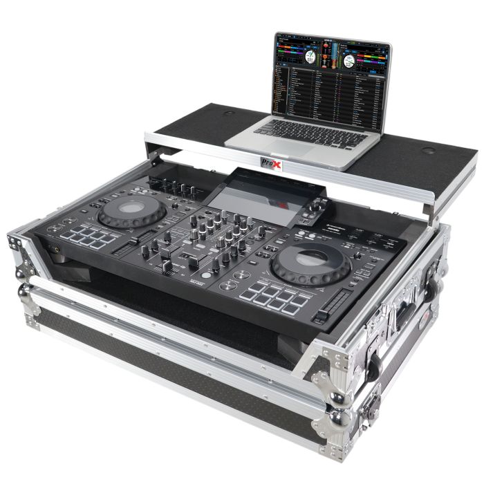 Prox PRXSXDJRX3WLT ATA Flight Case ATA Flight Case For Pioneer DDJ-REV5 XDJ-RX3 DJ Controller with Laptop Shelf 1U Rack Space and Wheels