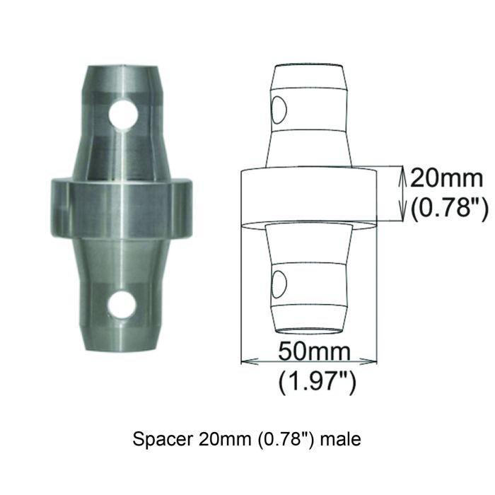 Prox PRXTSPMM20 Spacer 20mm Male Coupler