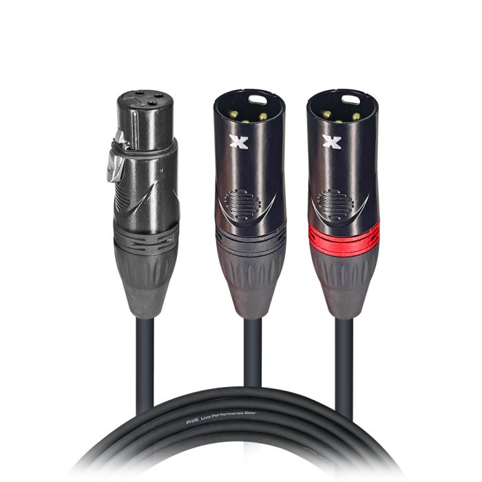 Prox PRXCYXF 6 In. Balanced XLR-F to Dual XLR-M High Performance Audio Y Cable